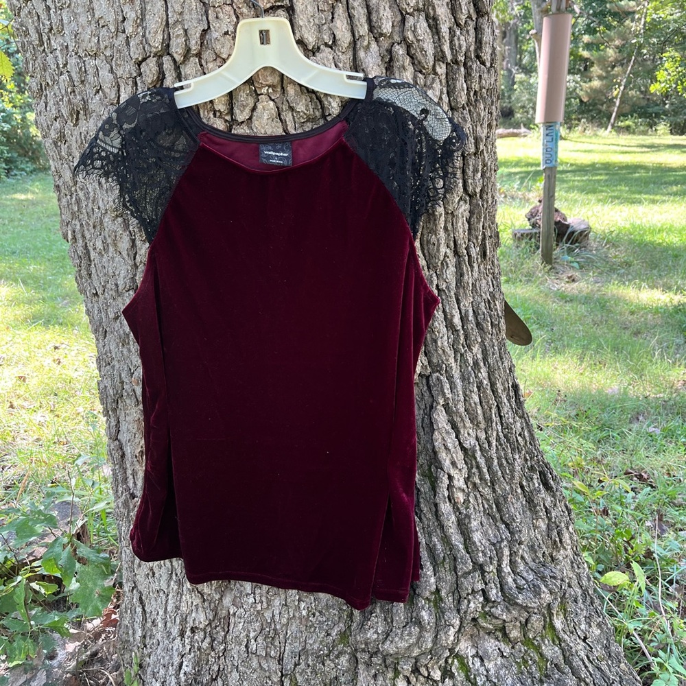 WallpapherVelvet Look Sleeveless Blouse in size L